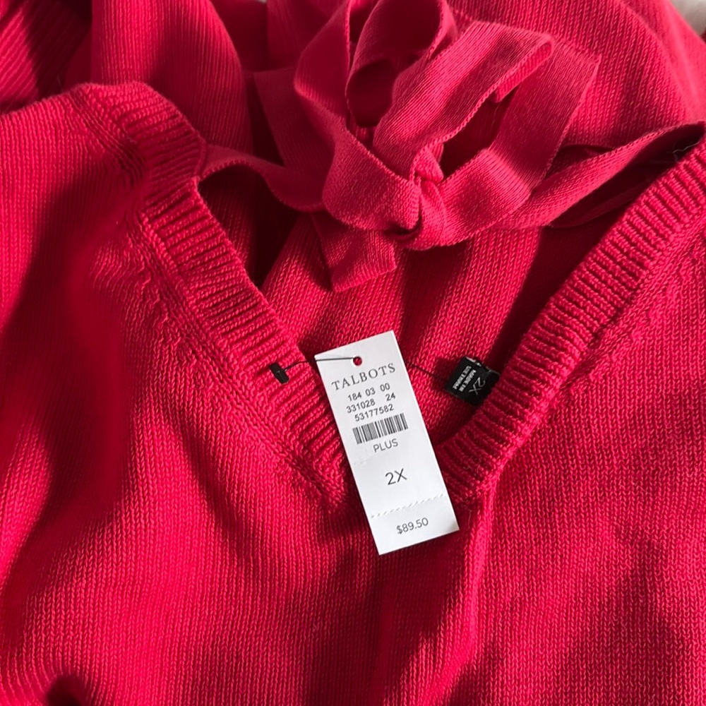 Talbots Red V-Neck Knit Sweater